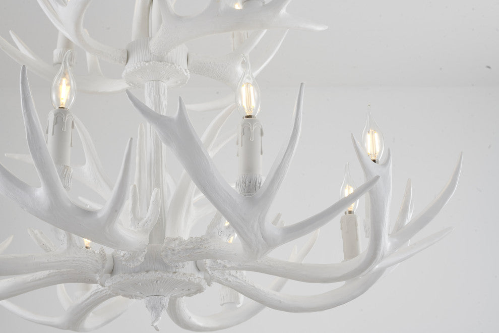 White Polyresin Antler Lighting Fixture