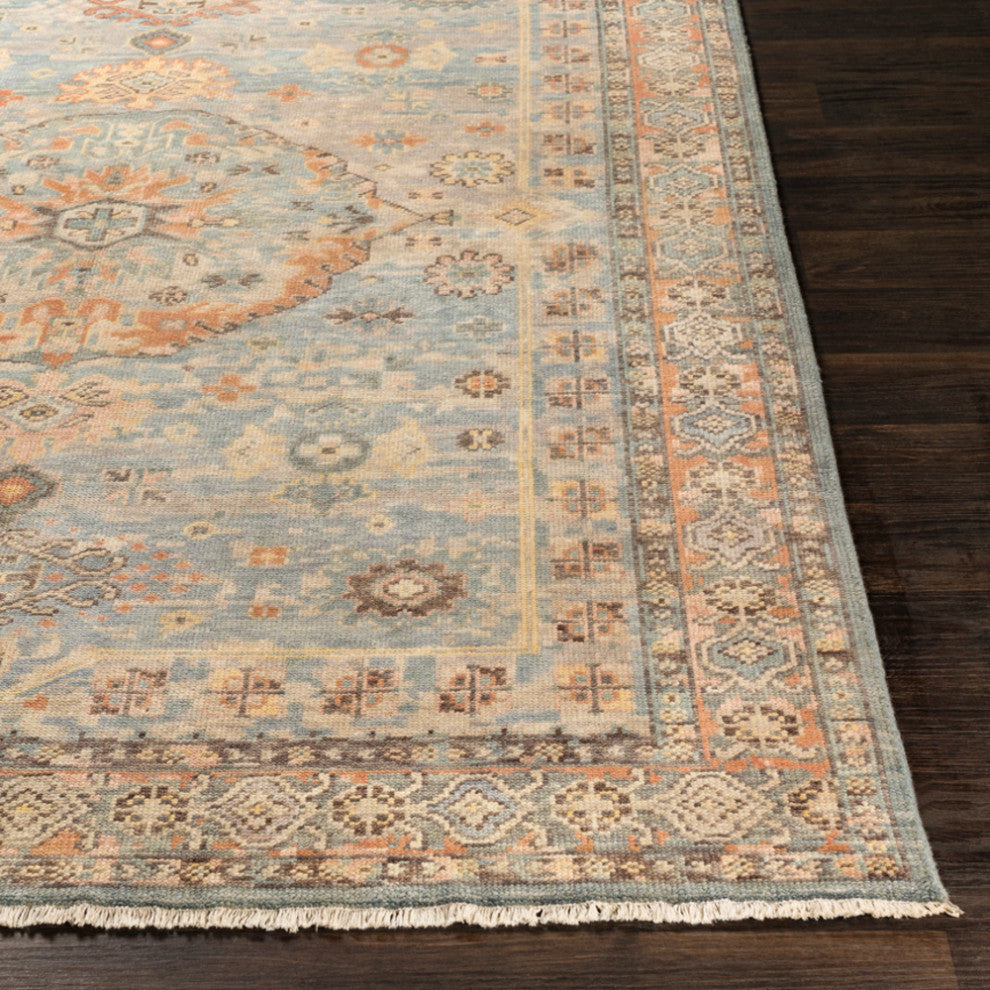 Surya Cappadocia CPP-5028 Traditional Area Rug, Aqua, 9' x 13' Rectangle