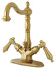 Kingston Brass Two-Handle Bathroom Faucet With Brass Pop-Up, Polished Brass