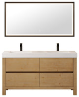 Cascadia Bathroom Vanity, Weathered Fir, 60", With Mirror