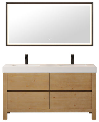 Cascadia Bathroom Vanity, Weathered Fir, 60", With Mirror