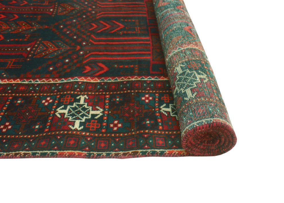 Vintage Distressed Adeleka Charcoal/Red Runner, 3'10x9'2