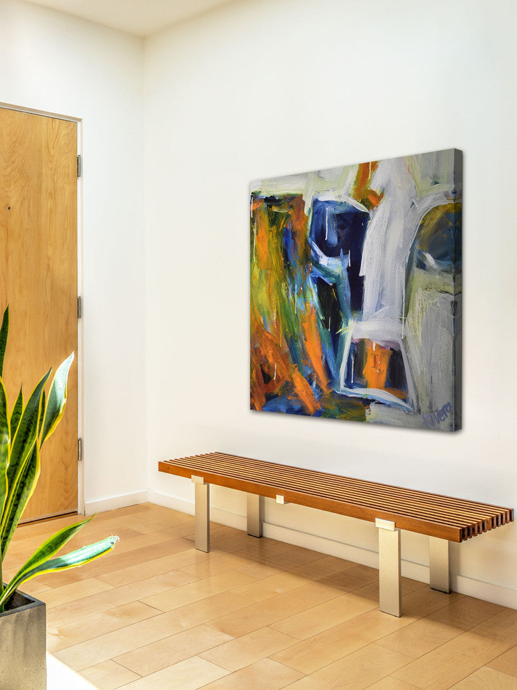 "Funky Cow" Painting Print on Wrapped Canvas, 32"x32"