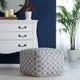 South Grand Gray 22" x 22" x 16" Gray and Ivory Pouf