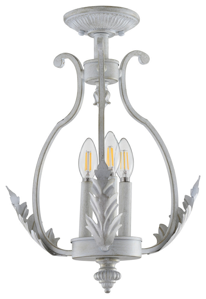 Austen 12.2" Metal Led Semi-Flush Mount, Antique White