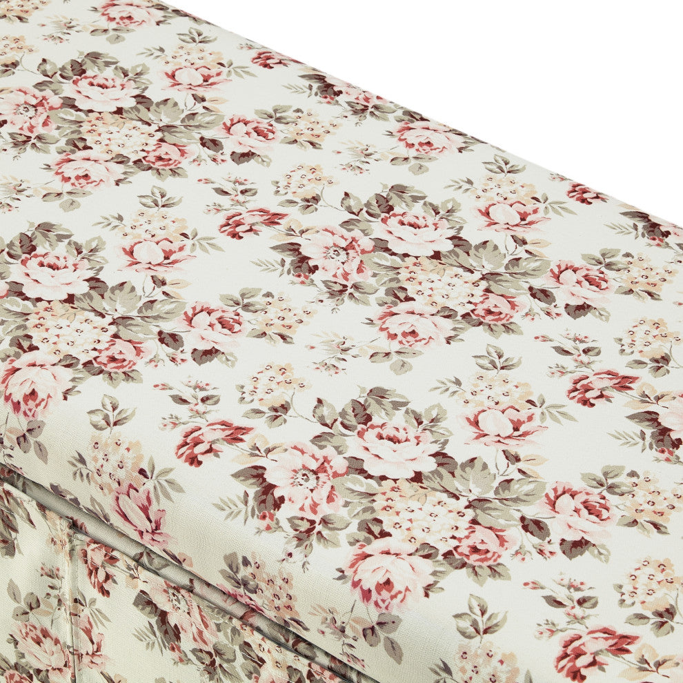 Rustic Manor Emberly Bench, Upholstered, Linen, Cluster Red