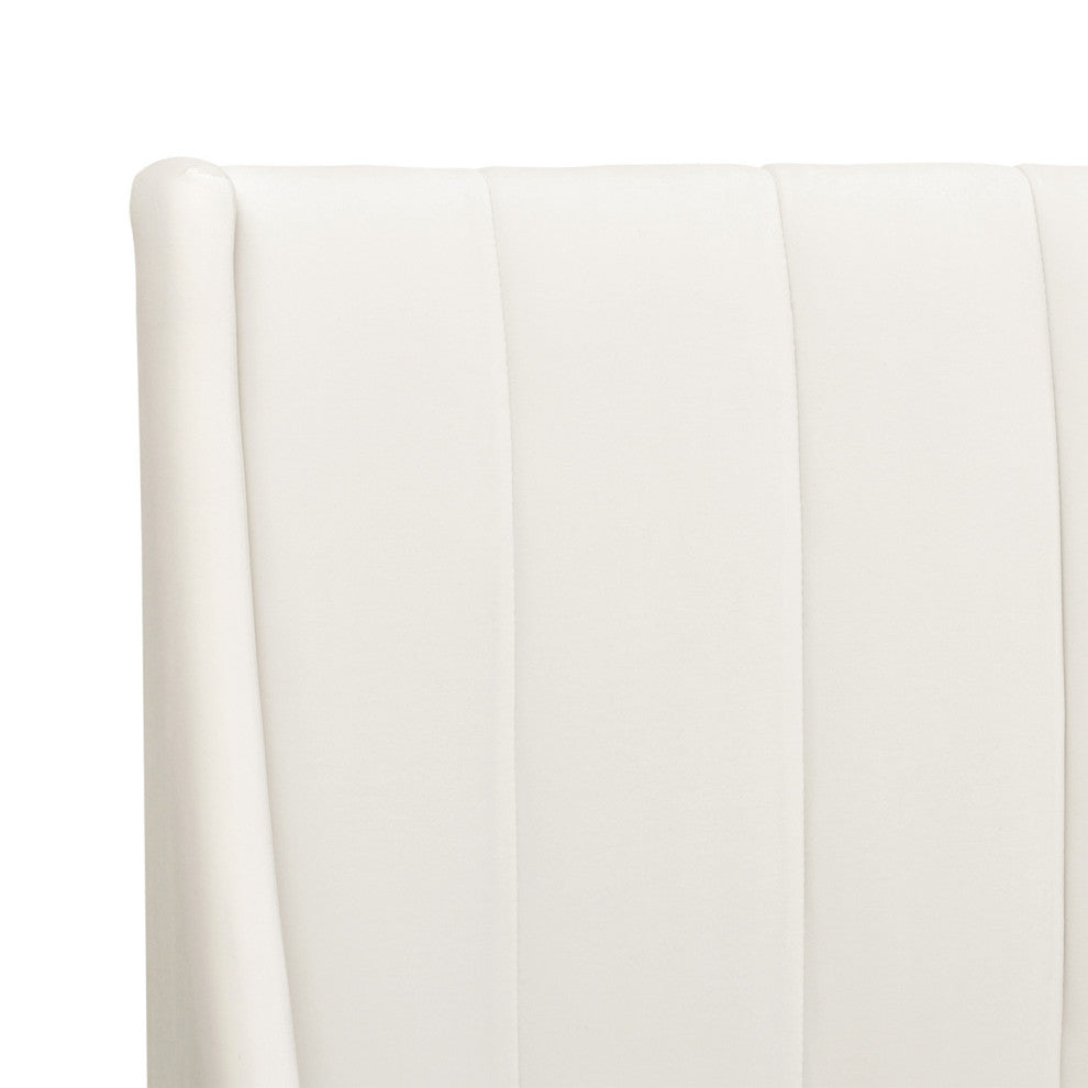 Jennifer Taylor Home Aspen Channel Tufted Headboard Platform Bed, Cloud White Performance Velvet, Queen
