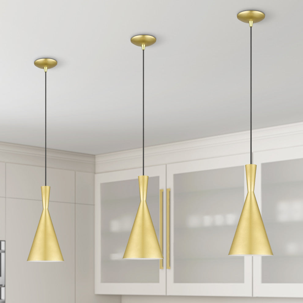 Waldorf 1-Light Soft Gold Pendant, Polished Brass Accents