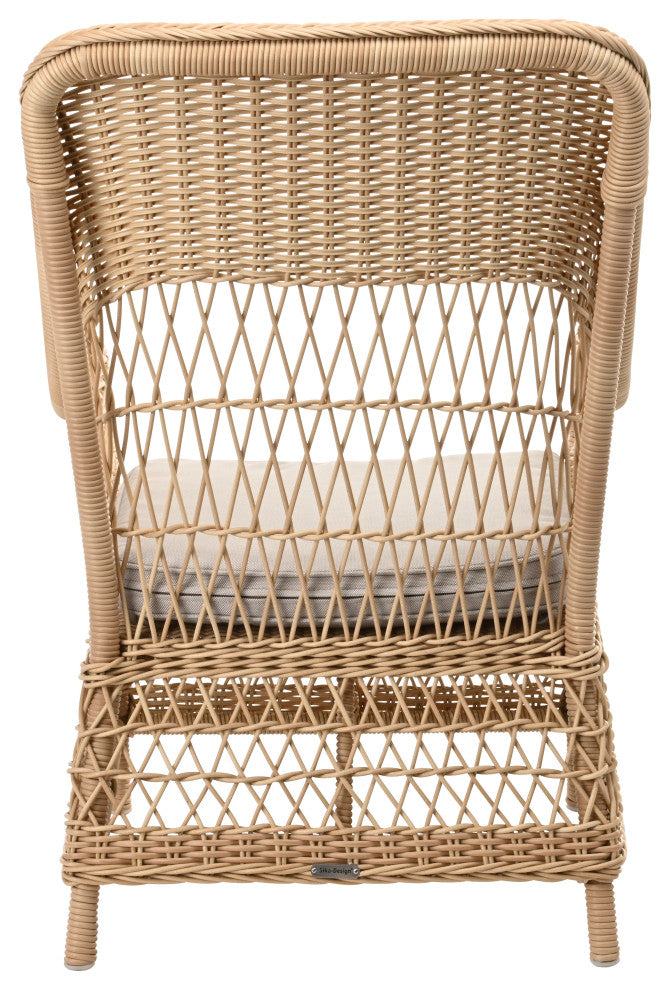 Dawn Chair With Cushion, Natural Finish, Sailcloth Seagull Upholstery