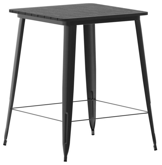 Declan Commercial Indoor/Outdoor Bar Top Square Table, 31.5", Black