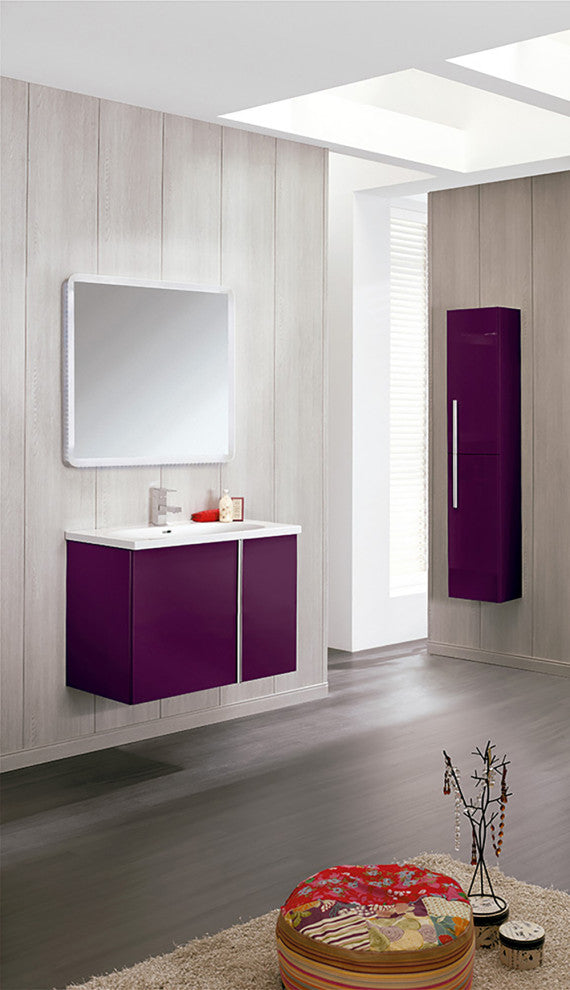 Royo Onix Collection Bathroom Vanity with Sink, Tech Aubergine, 24" 2 Doors