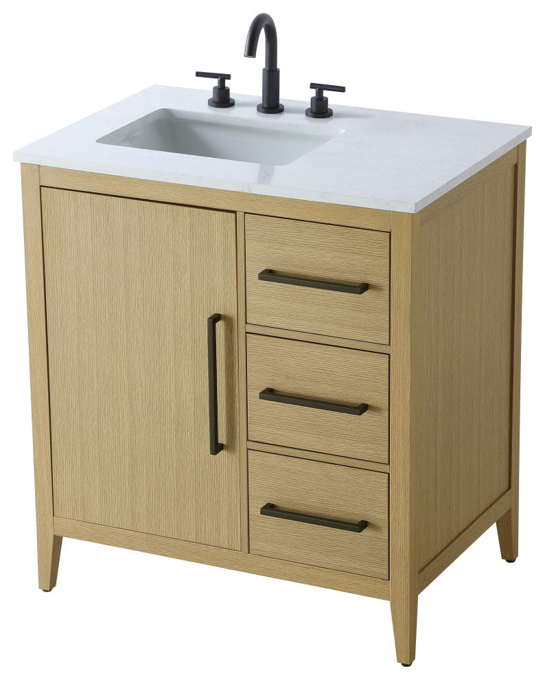 Home Living 32" Single Bathroom Vanity, Honey Brown