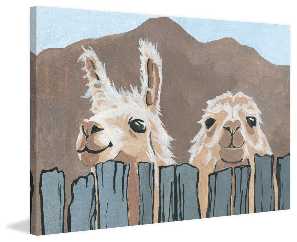 "Peekaboo Llamas" Painting Print on Wrapped Canvas, 30"x20"
