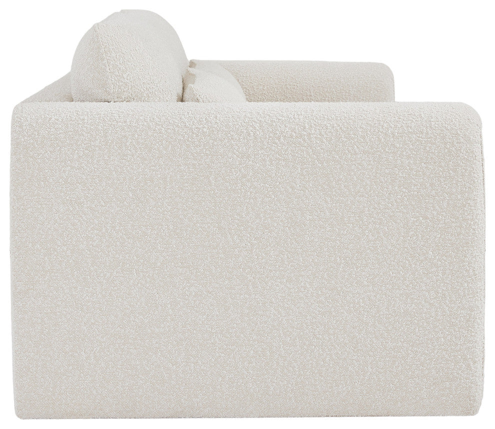 Stylus Boucle Fabric Upholstered Sofa, Cream