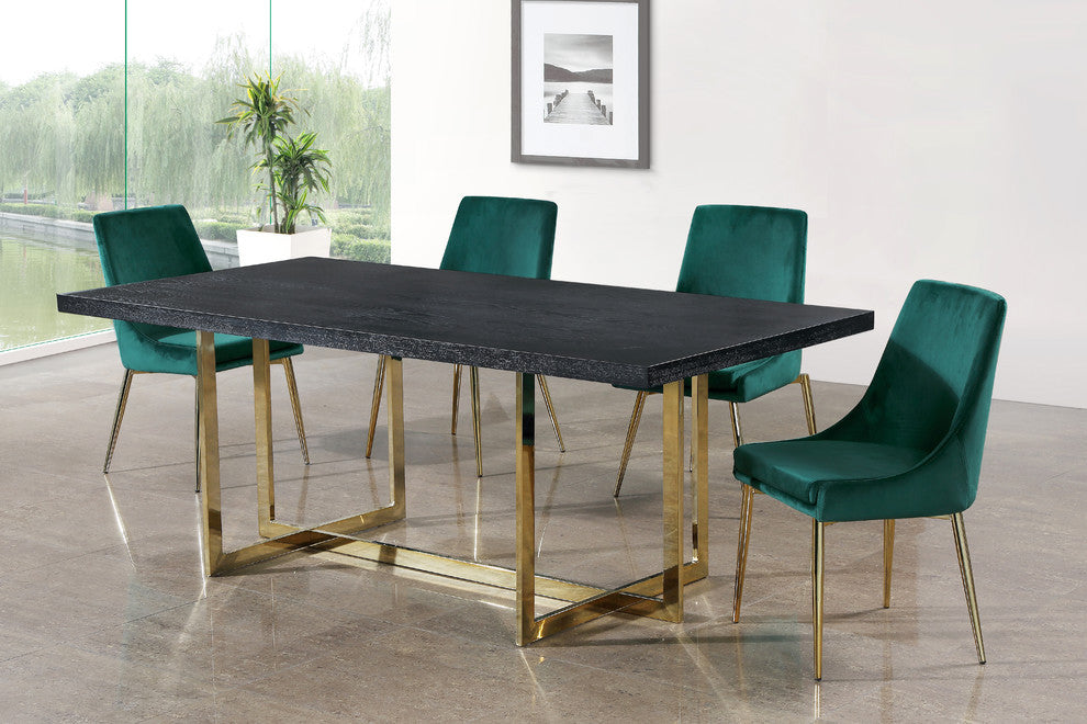 Karina Velvet Dining Chairs, Set of 2, Green, Gold Base