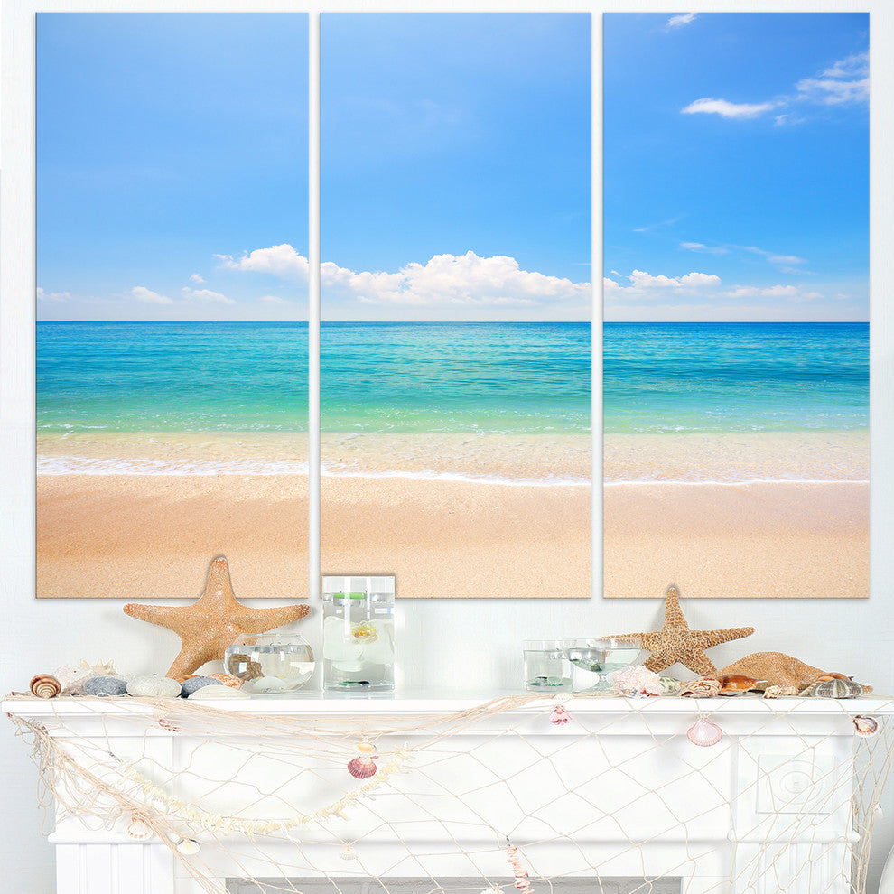 "Cloudy Horizon Over Beach" Photo Canvas Print, 3 Panels, 36"x28"