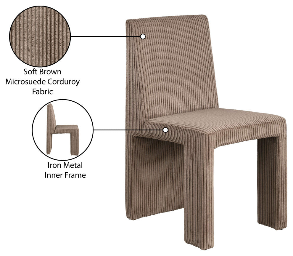 Benson Upholstered Dining Chair, Brown, Microsuede Corduroy