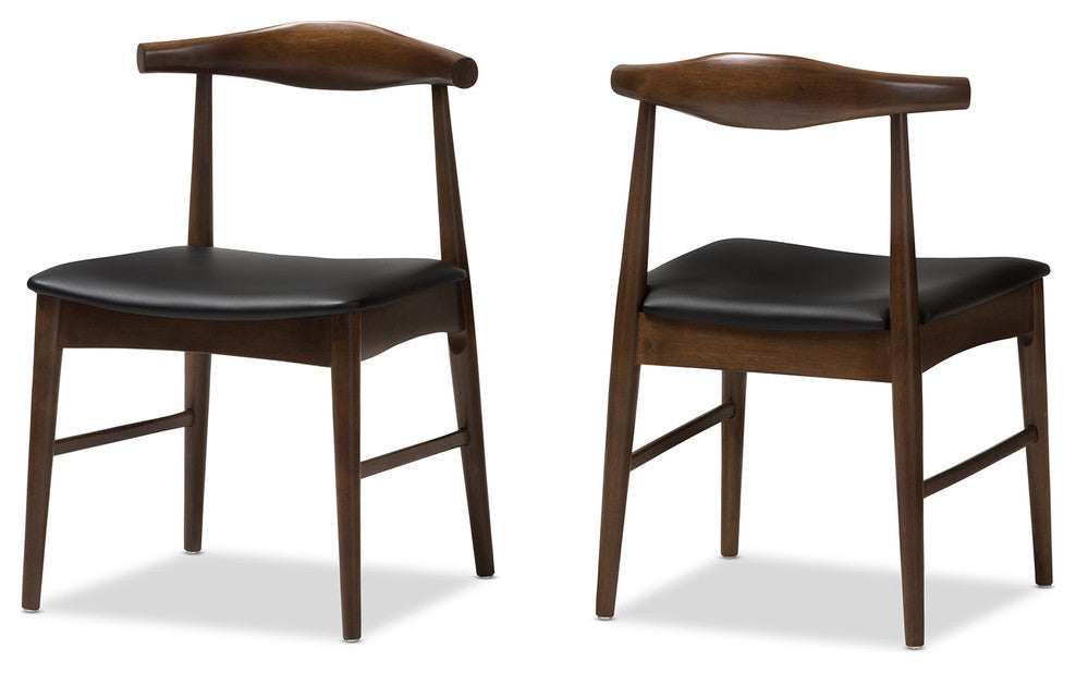 Baxton Studio Winton Mid-Century Modern Walnut Wood Dining Chair, Set of 2