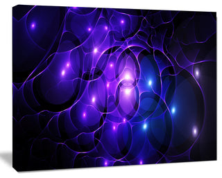 Blue Fractal Space Circles, Oversized Abstract Canvas Art Print, 60x40