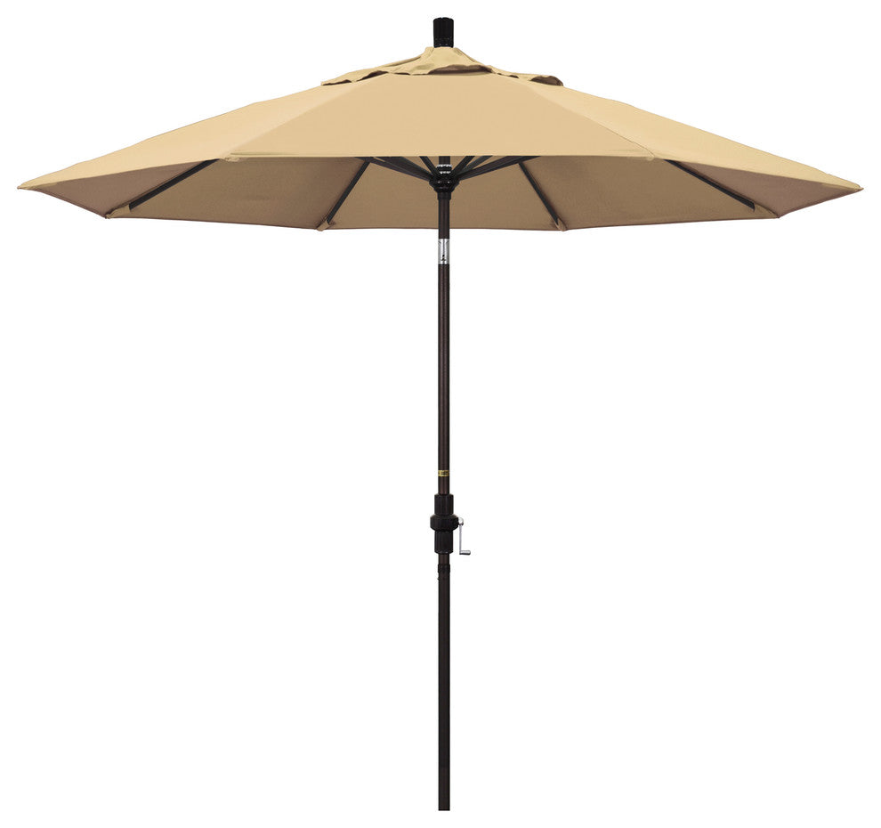 9' Bronze Collar Tilt Crank Aluminum Umbrella, Beige Pacifica