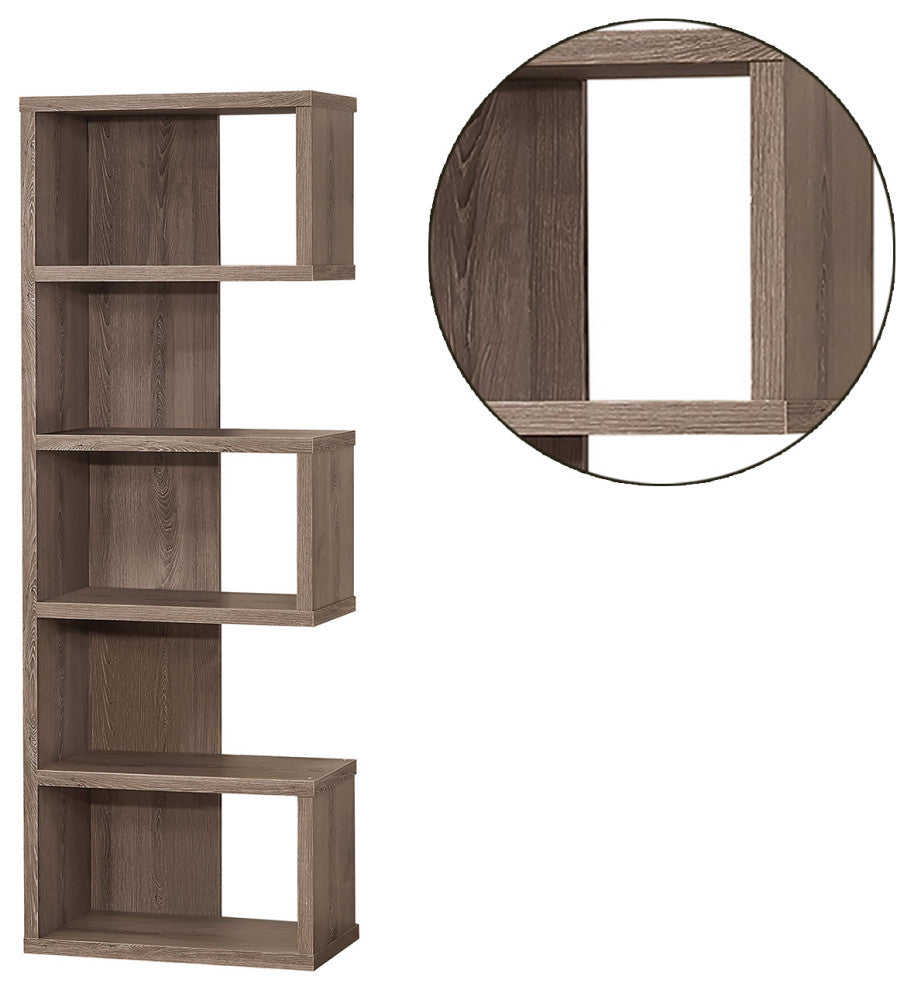 Contemporary Semi-Backless Bookcase, Weathered Gray