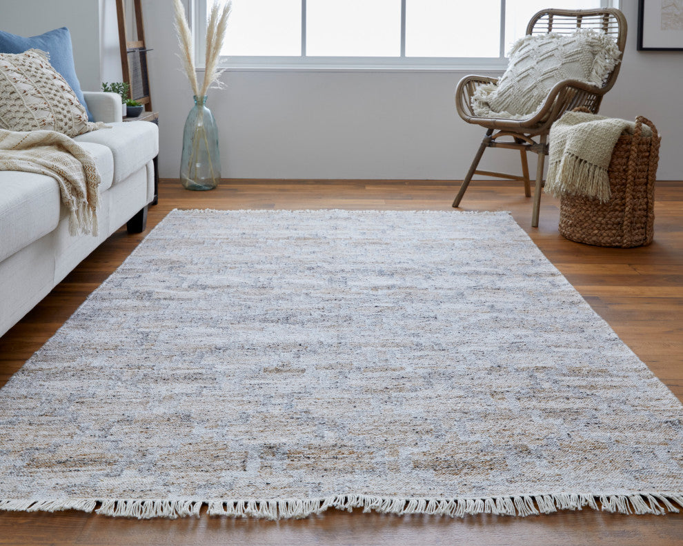 Weave & Wander Elstow Transitional PET Yarn Beige/Gray Rug, 2'x3'