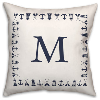 Nautical Monogram - M 18x18 Indoor / Outdoor Pillow