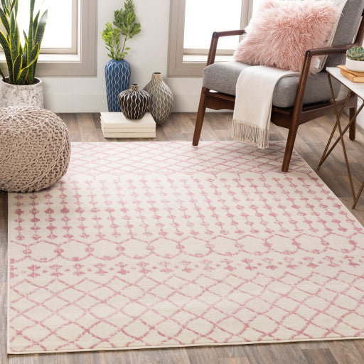 Surya Ustad UST-2315 6'7"x9' Rug, Pale Pink/Cream