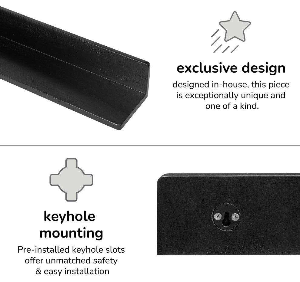 Yung Wall Mounted Shelves, Black, 24"