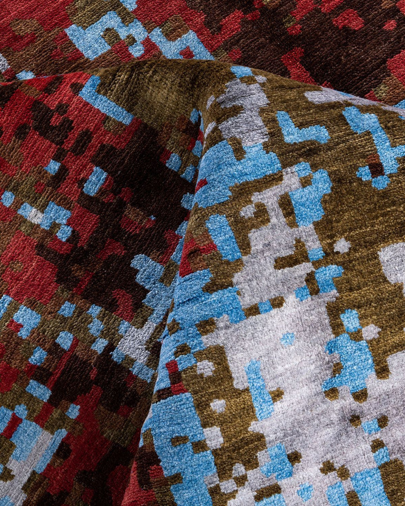 Ikat One-of-a-Kind Hand-Knotted Area Rug Red, 8' 1" x 10' 0"