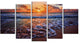 Roaring Sea Wavers during Sunset, Seashore Canvas Art Print, 60"x32", 5 Panels