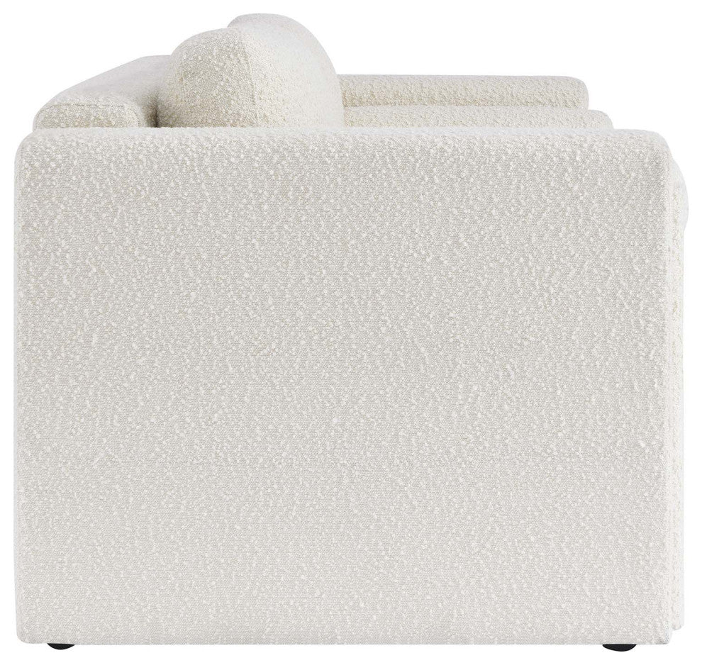 Visible Boucle Fabric Loveseat - Ivory