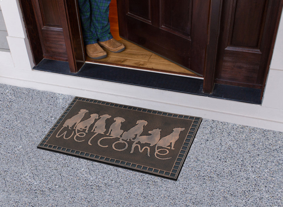 A1HC Dogs Tails Welcome Rubber Pin Mat, Beautifully Copper Finished 18"x30"