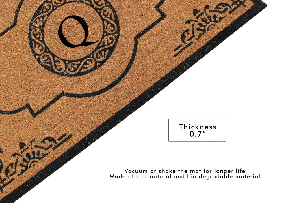 Hand Crafted Abrilina 36"x72" Coir Double Doormat Monogrammed, Q
