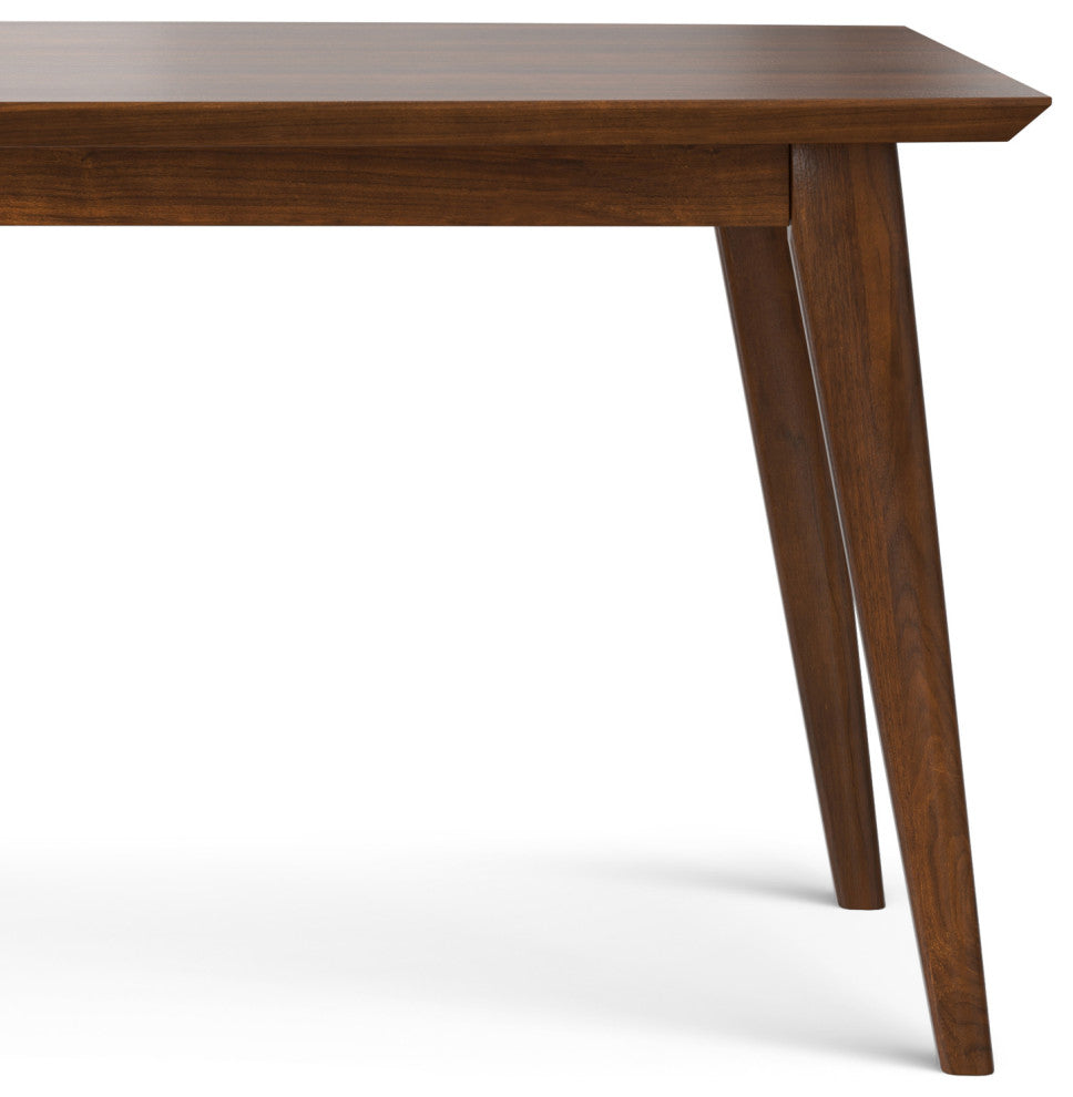 Draper Solid Wood Mid Century Rectangle Dining Table, Walnut Veneer