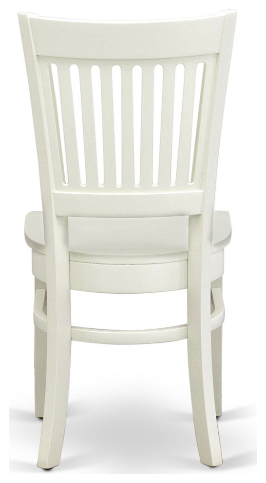 5Pc Dining Set 4 Chairs, Table, Slatted Chair Back Linen White Finish