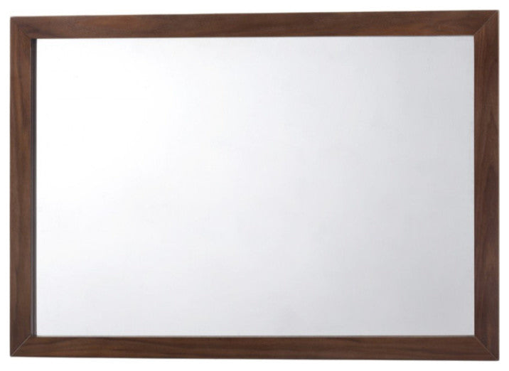 Mid Century Modern Wooden Frame Mirror, Rectangular Shape, Walnut