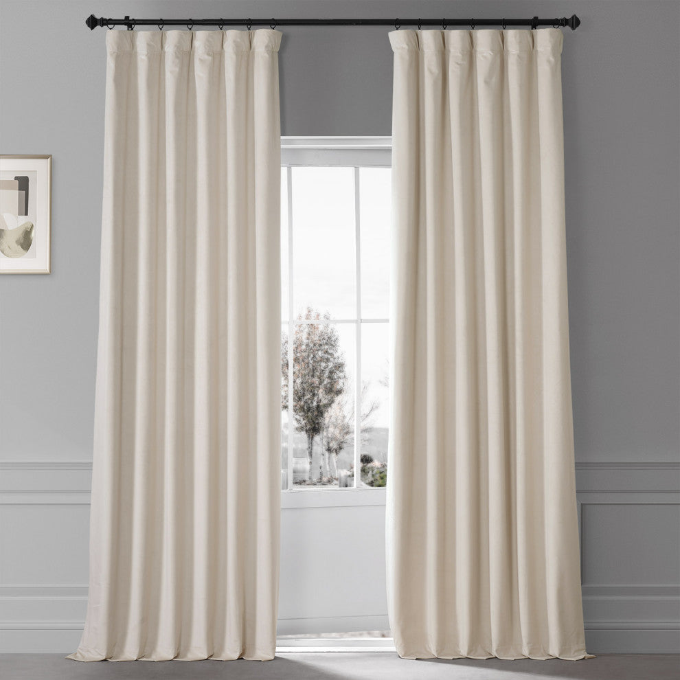 Signature Plush Velvet Blackout Curtain Single Panel, Diva Cream, 50"w X 108"l