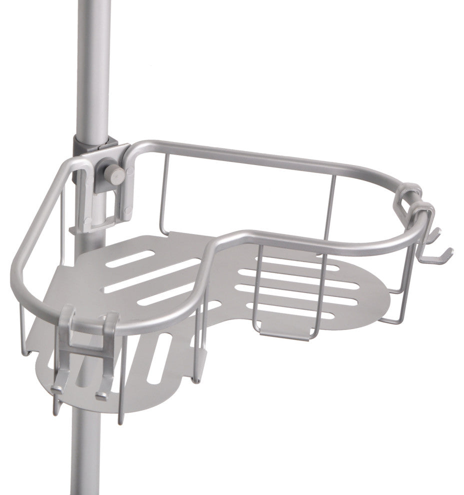 Utopia Alley Flat Shelf, Rustproof Corner Shower Caddy, Satin Chrome & Black, Satin Chrome