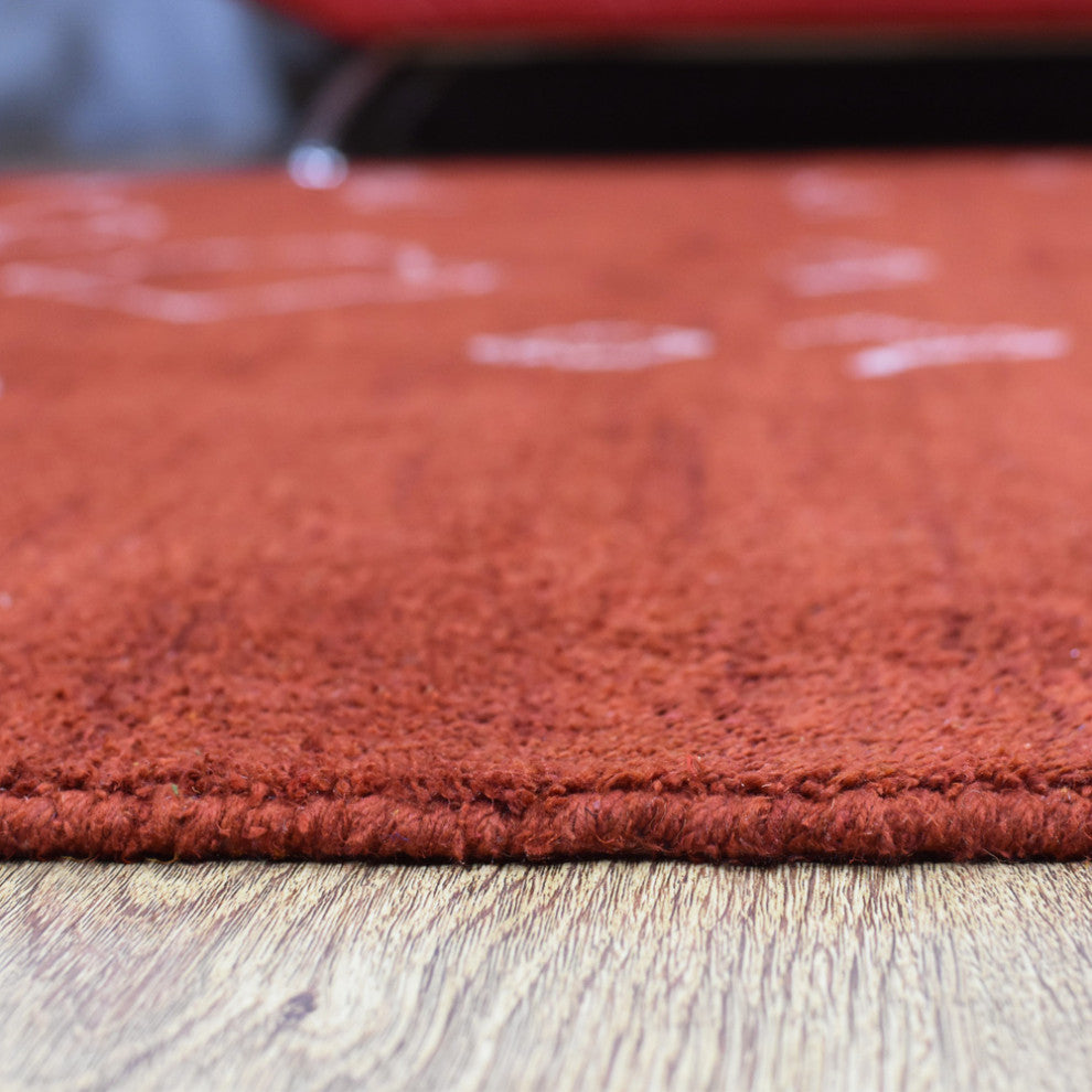 HAND KNOTTED LOOM SILK AREA RUGS-8'x11',Rectangle,Light Red White,Contemporary