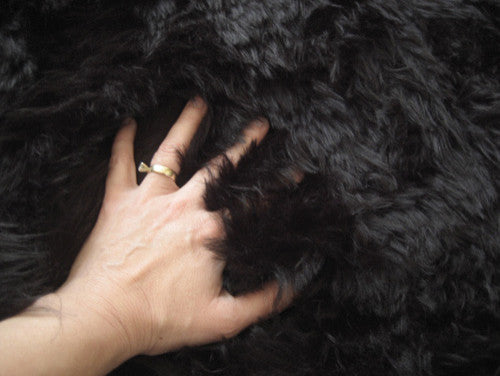 Classic Black Bear Faux Fur Rectangle Rug, 56"x79"