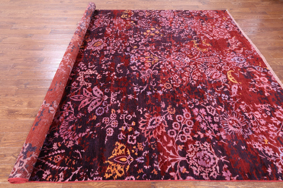 Wool and Silk Modern Hand Knotted Rug 8' 10" X 11' 11" Q9951
