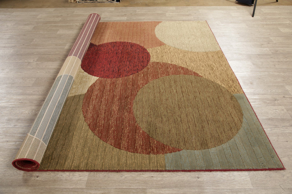 Modern Circles & Dots Carpet Transitional Turkish Area Rug, 10'10"x7'10