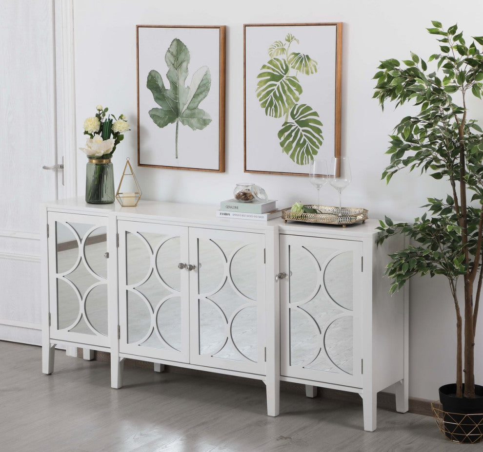 Magnus 72" Mirrored Credenza, White