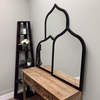 Vienne Framed Mantel Mirror, Teardrop Cathedral, 38.4"x27.4", Matte Black