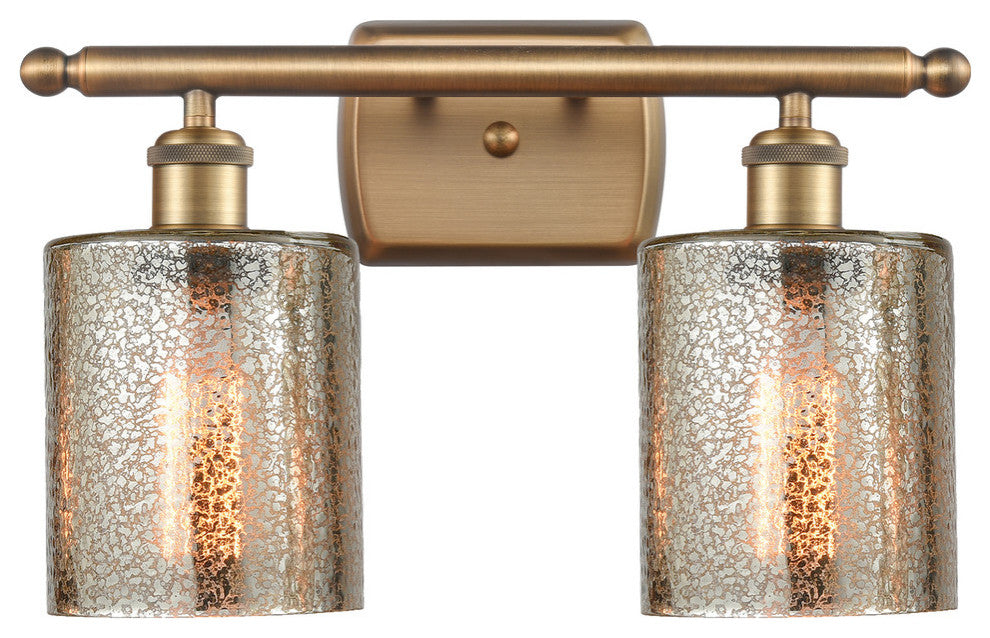 Cobbleskill 2-Light Bath Vanity-Light, Brushed Brass, Mercury