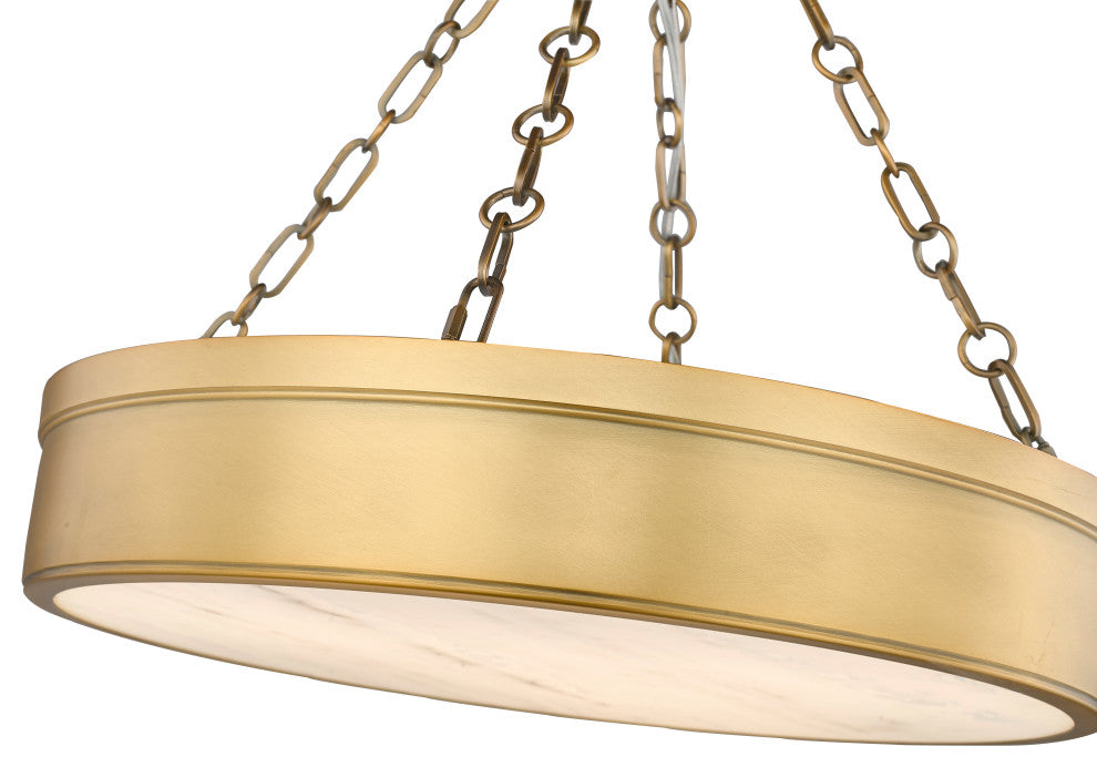 Z-LITE 3-Light Semi Flush, Rubbed Brass