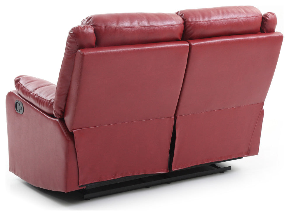 Cobre Faux Leather Double Reclining Love Seat, Red