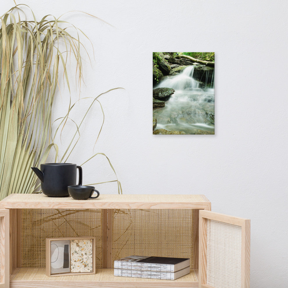 Pixley Falls 2 Rural Waterfall, Landscape Photo Canvas Wall Art Print, 12" X 16"