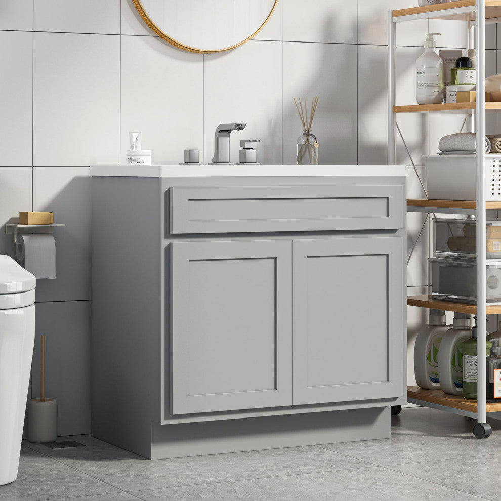 Vanity Art Vanity Base Cabinet, No Top, 30", Gray